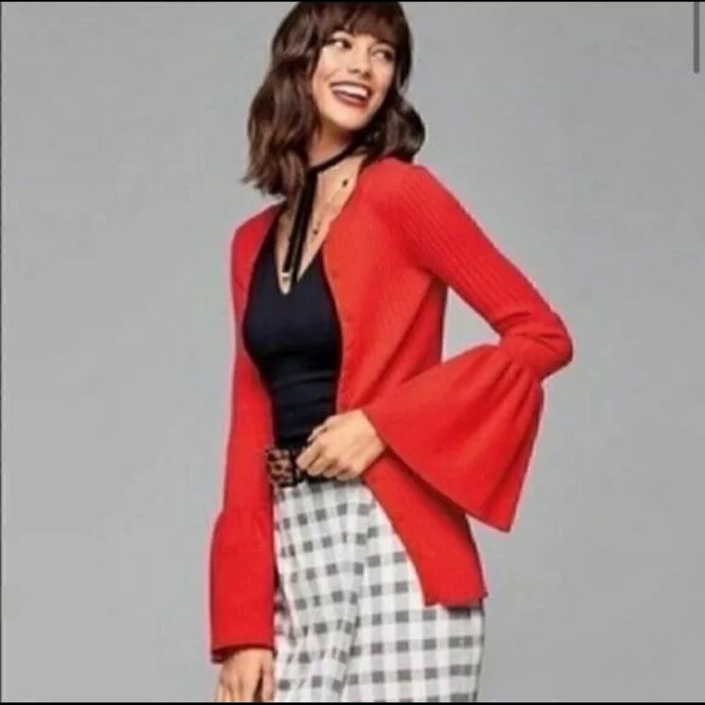 CAbi Hibiscus trumpet sleeve cardigan #5285 sz Small